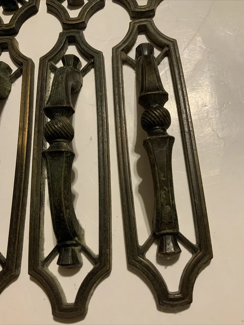 10 6" Vintage Eastlake Spindle Antique Brass Drawer Pull Lot 3" Ctr Cabinet Cage