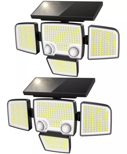 Solar Outdoor Lights - 3000LM 423 LED Motion Sensor Lights, 4 Heads IP65 Wate...