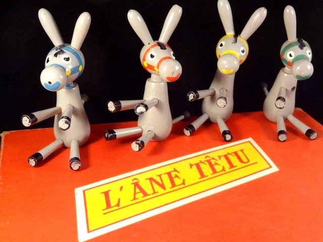 Jeu L'Âne Têtu ROMAT Bois - Ancien Coffret France - Figurines Style Cochon Rit