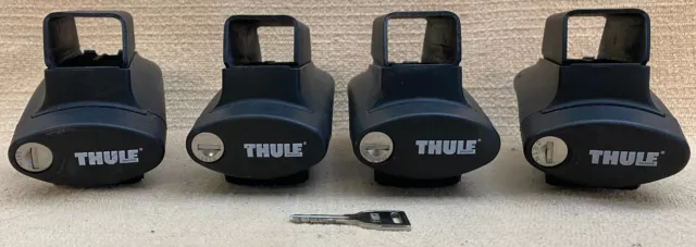 Set 4 THULE CrossRoad 450 Foot Pack Feet Towers + Locks/Key VGUC Square Bar Rail
