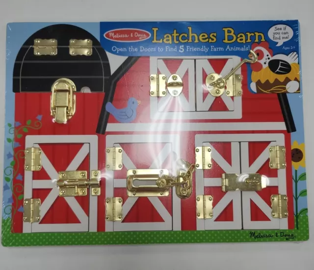 Melissa & Doug #8883 "Latches Barn" Wooden Activity Board Handcrafted Toy