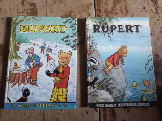 VINTAGE RUPERT THE BEAR ANNUALS 1969 & 1974 unclipped collectable books Xmas