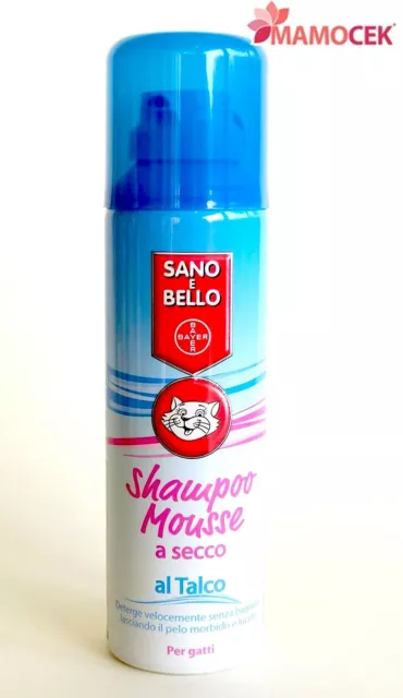 SHAMPOO MOUSSE a SECCO al TALCO SANO e BELLO BAYER per GATTI 200ml