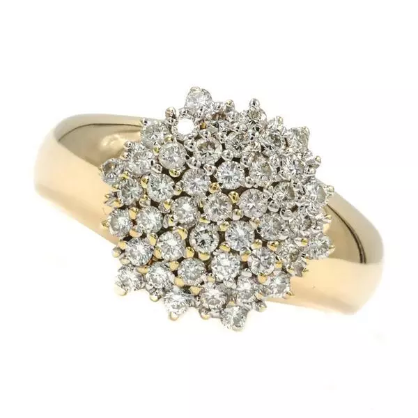 Ring mit 42 Brillanten Diamanten 0,89 ct. in 14 Kt. 585 Gold Damen 59 edel