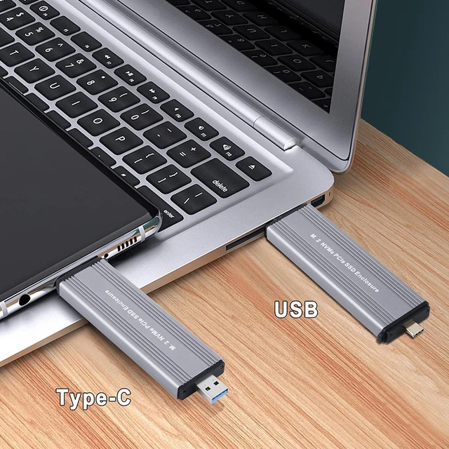 NVME M.2 SSD External Hard Disk Enclosure Box PCI-e USB-C SSD Adapter ...
