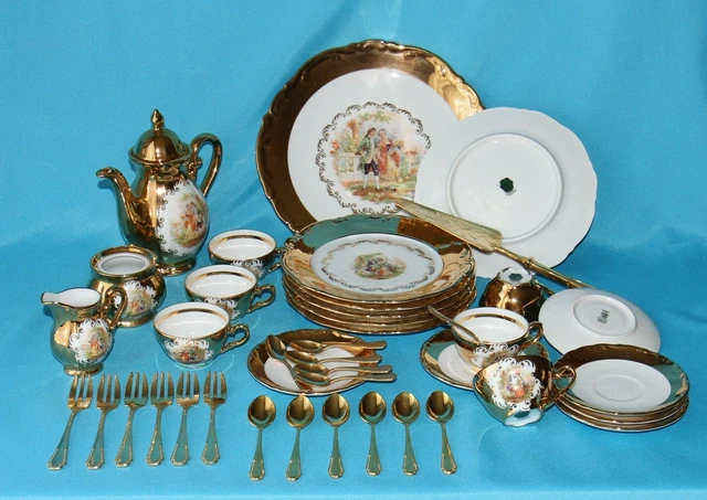 service a café et dessert 41 pièces Bavaria Germany handar beit 22 karat cold