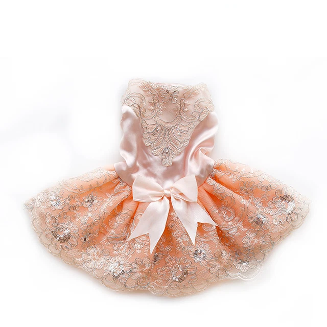 Embroidered Floral Pet Dog Cat Dress Clothes Sweet Wedding Party Puppy Cute Gift