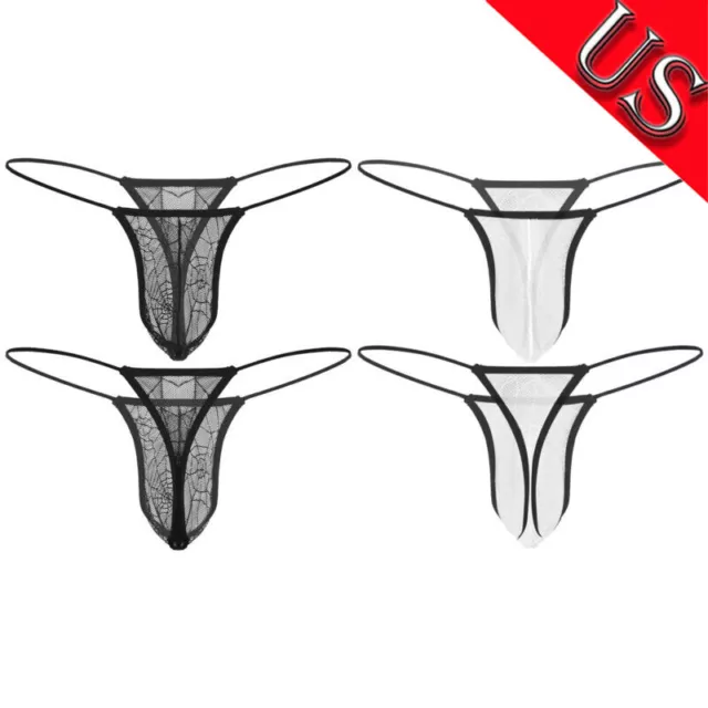 US MEN G-STRING Thongs Mesh Underwear Briefs Bikini Underpants T-Back ...