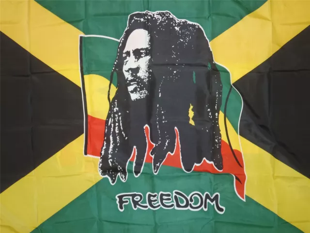 Bob Marley Flag Large Rasta Reggae Roots Rastafarian Freedom Jamaica 5 x 3Ft