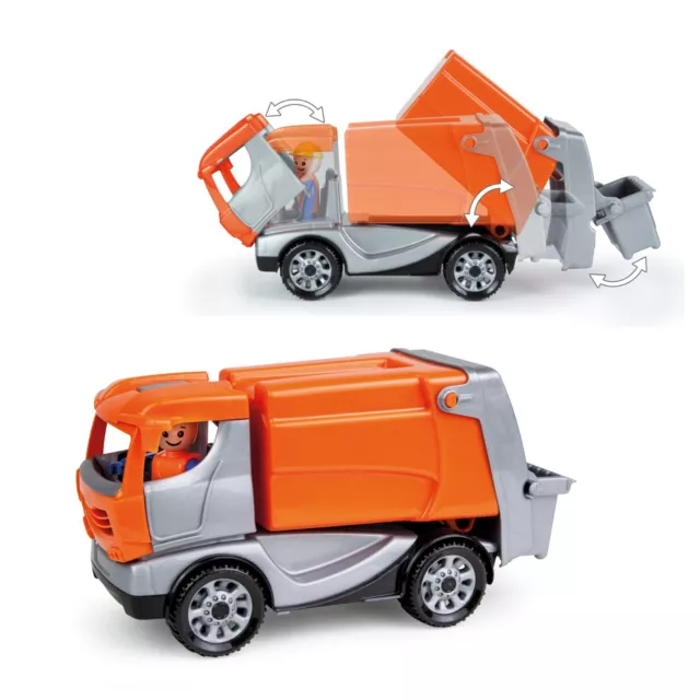 Müllauto Spielzeug Müllwagen + Figur Verzinkte Stahlachsen 25cm LENA® Truckies