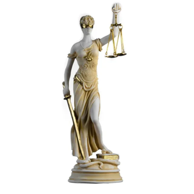 Estatua De La Diosa Griega Themis Oro Ciega Dama Justicia Escultura Abogado...