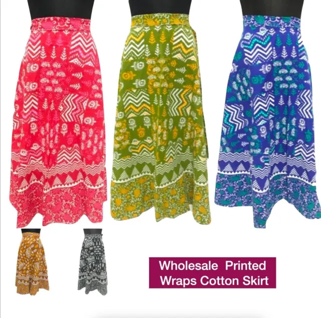 Mix Lote De Mujer Estampado de Campana Envoltura Diseñador Algodón Largo Faldas
