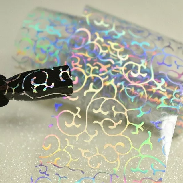 Transfer Foil Holographic Nails Wraps Transparent Stickers Shiny Nail 4pc x  20cm