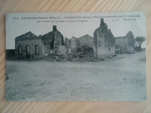 Cpa 51 SOMOSOUS HOUSES BOMBED BY GERMAN ROAD SEZANNE