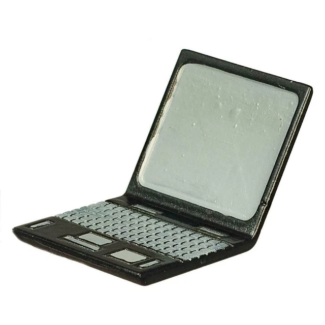 Mini Ordinateur Portable En Miroir – Accessoire Maison De Poupée 1:12, Argenté, 9,4 X 6,6 Cm