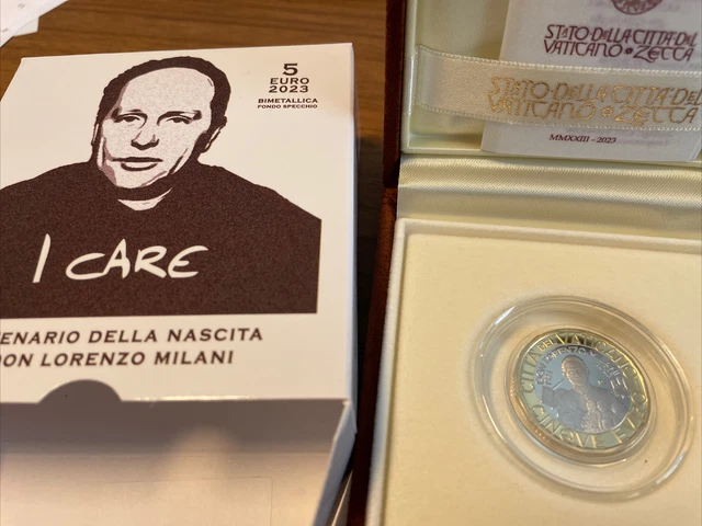 Vatikan 5 Euro PP Proof Don Lorenzo Milani  2023 Stempelglanz Proof