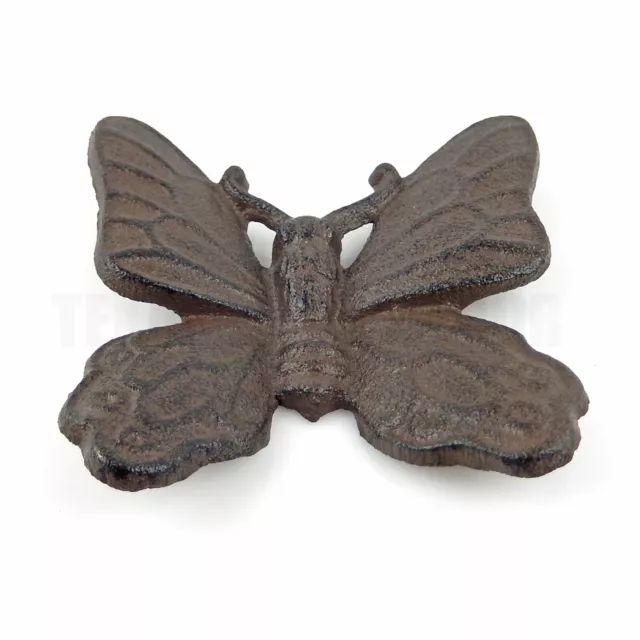 Small Cast Iron Butterfly Wall Decor Plaque Antique Brown Finish Garden Decor 3