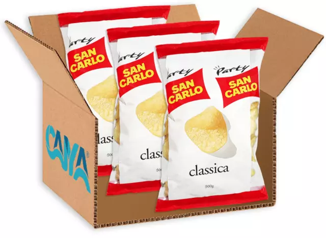 3X San Carlo Classica Patatine Gusto Classico Formato Gigante Maxi Busta da 500g