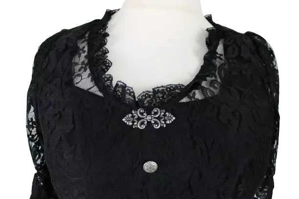 Dirndl Donna 44 Nero Grembiule Manica Corta Cercare Vestito Pizzo Sheego 2teilig 2