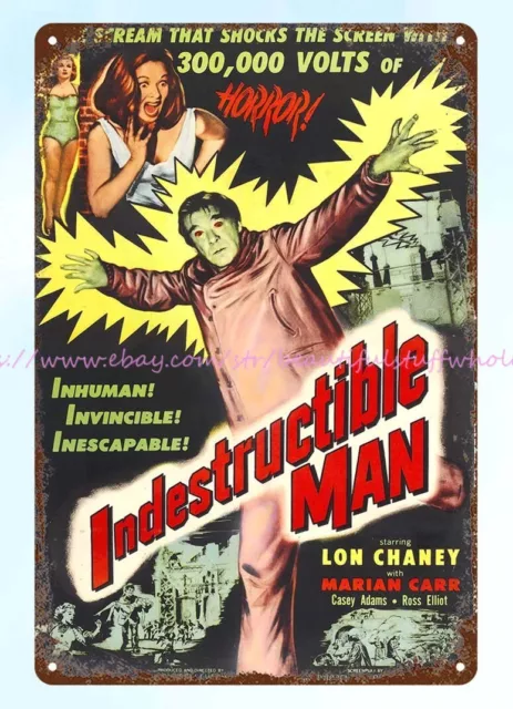 1956 Indestructible Man horror movie poster metal tin sign man cave home decor