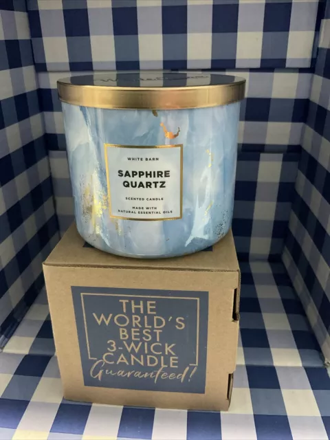 Bath And Body Works Large 14.5 Oz 3 Wick Candle Sapphire Quartz.