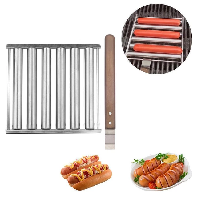 Hot Dog Roller Wurstroller aus Edelstahl mit extra langem Holzgriff DE