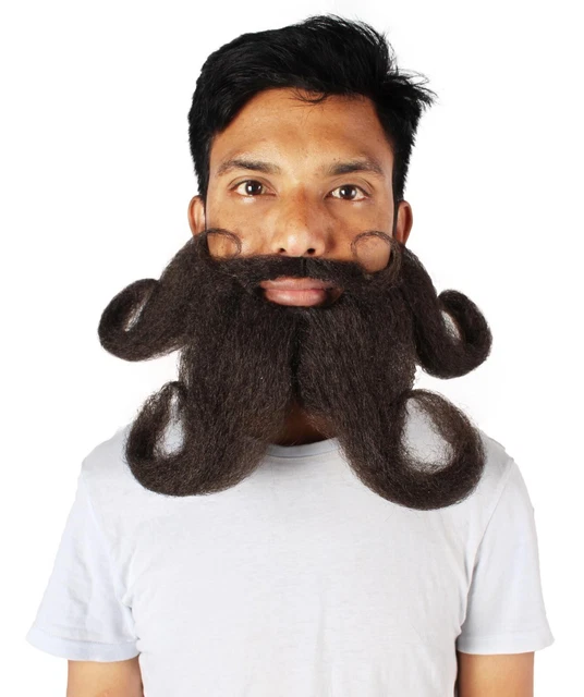 Adult Men's Giant Black Twisted Wizard Champion Mustache M-1354