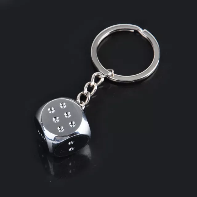 Cute Metal Silver Dice Fashion Car Keychain keyring Keyfob Key Chains Gift XMAS