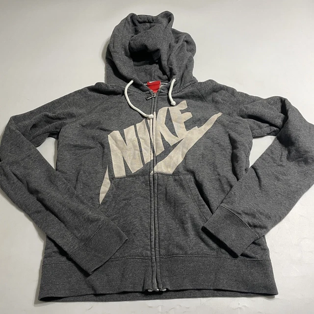 Women's Nike Sportswear Rally Full Zip Hoodie 545653 Gray Sz S Red Tag FLAW