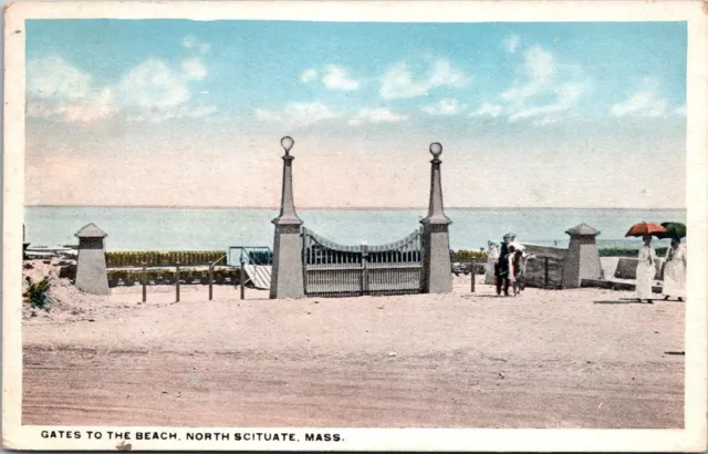 Gates To The Beach North Scituate, Massachusetts, Post Lamp 1917 Postcard A81