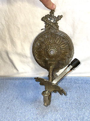 Antique cast brass aluminum Single bulb WALL SCONCE electric VICTORIAN ART DECO