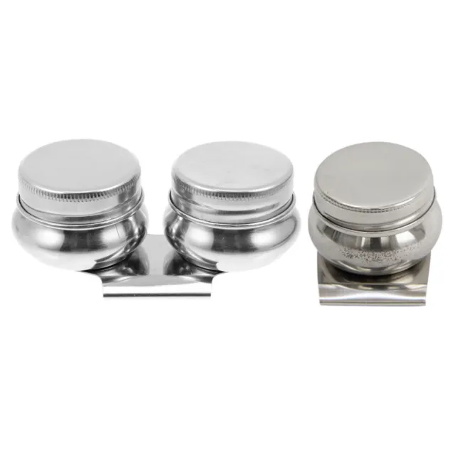 2 Pcs Double Dipper Pallete Cup Stainless Steel Color Mixing Pot Oil Immersion