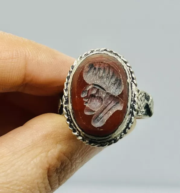 Ancient Near Eastern Old Agate Stone King Intaglio Seal wonderful Ring