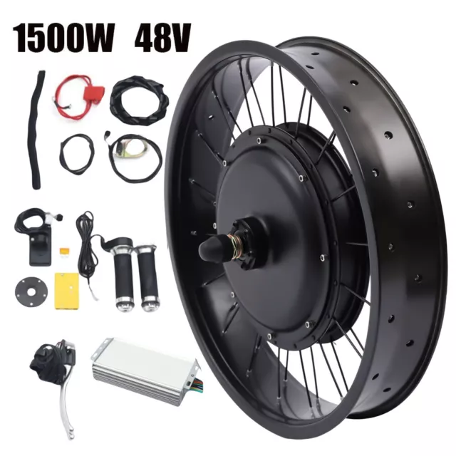 48V 1500W 26in Electric Bicycle Conversion Kit Fat Tire Rear Motor Wheel E-BIKE