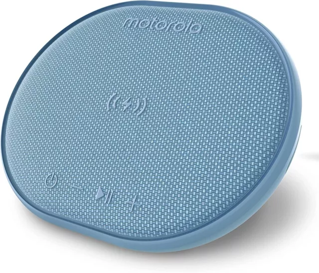 Motorola Bluetooth Speaker with Wireless Charging Pad ROKR 500 Blue NEW