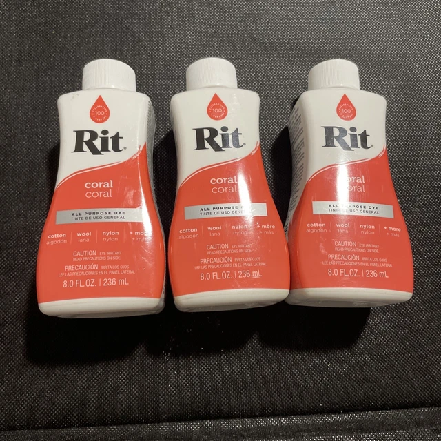 Tinte de tela líquida para todo uso Rit 8 oz coral 8 Fl oz 3 botellas