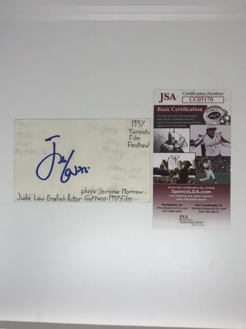 Jude Law Signed Autographed Index Card Sherlock Holmes Jsa Certified