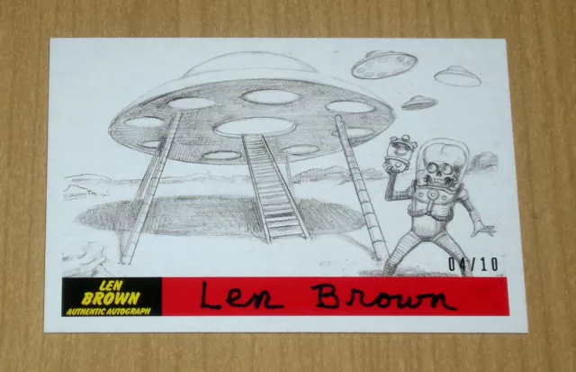 2017 Topps MARS ATTACKS Revenge creator autograph Len Brown pencil art P-4 /10