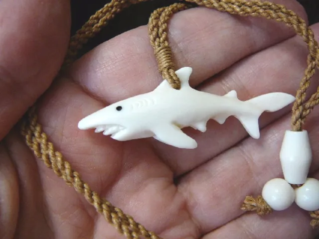 (JBA-19) GOBLIN SHARK aceh bovine bone carved PENDANT Jewelry Necklace SHARKS 3D