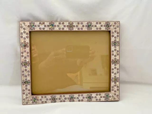 Egyptian Wood Mother of Pearl Inlaid Handmade Frame Large Picture 8" x 10" # 700