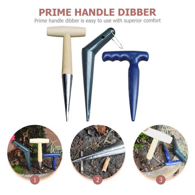 3pcs Garten Dibber Hand Dibber Dibber Garten Werkzeug Boden Bagger Loch Puncher 2