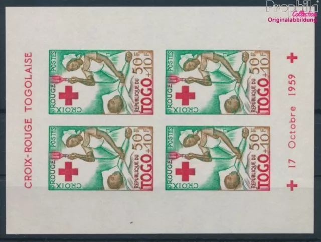 Briefmarken Togo 1959 Mi Block4U ungezähnt postfrisch Rotes Kreuz (10236779