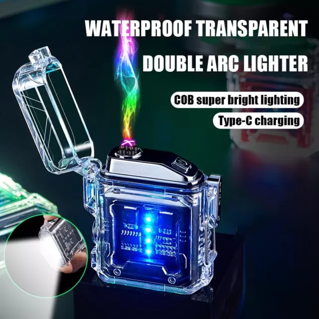 USB Rechargeable Electric Lighter Dual Arc Plasma Flameless Windproof Xmas Gift