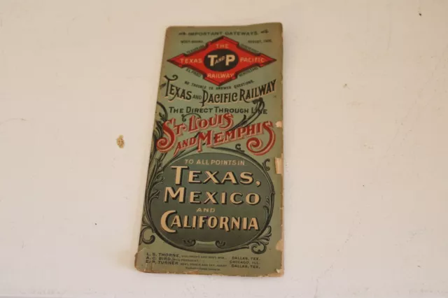 T&P Texas Pacific August 1906 West Bound Time Tables Railway Railroad Train Papr