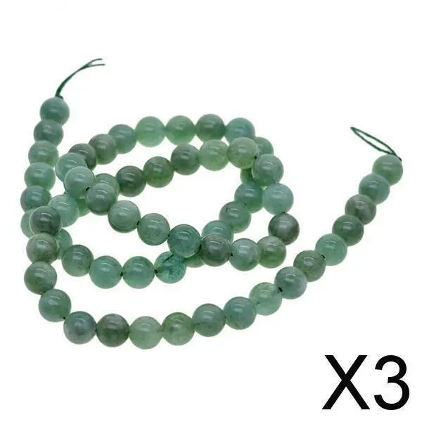 3X Malay Jade Green Jewelry Making Loose Round Beads 15 Pouces 6mm