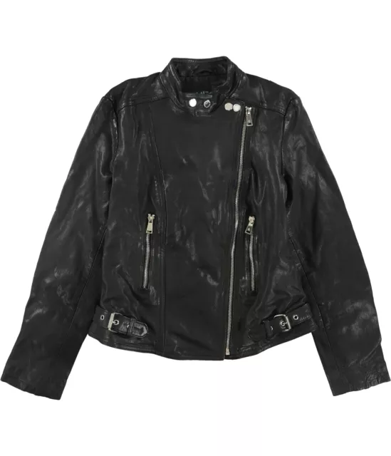 Ralph Lauren Womens Tumbled Leather Biker Jacket, Black, 6P