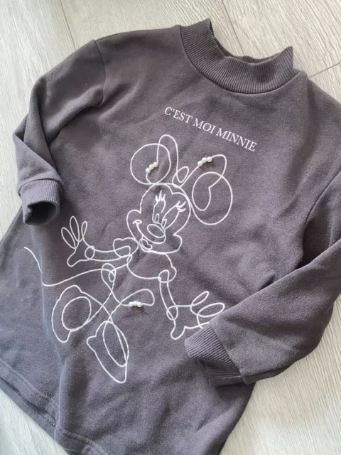 Girls Tu Minnie Mouse Grey Dress Sweatshirt - Size Age 3 Years