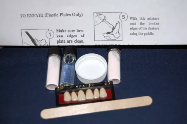 False Teeth Repair!  Denture Repair Kit w/ 6 Front Denture Teeth Included!