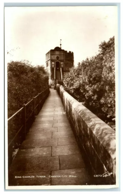 Postcard King Charles Tower Chester City Wall Cheshire real photo