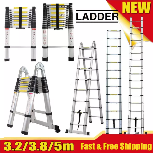 Telescopic Loft Ladder Extendable Collapsible Step Ladders Safe Securing Bolt
